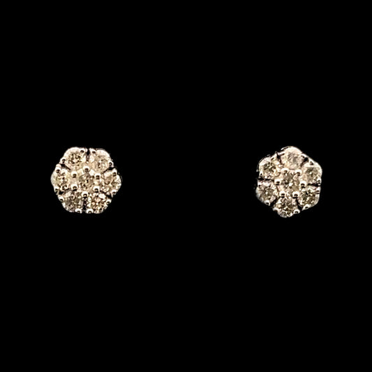 ARETES GIRASOL BLANCO Y AMARILLO DIAMANTES 1.3GR 14K 1.76CT ( SLNER 0103-6)