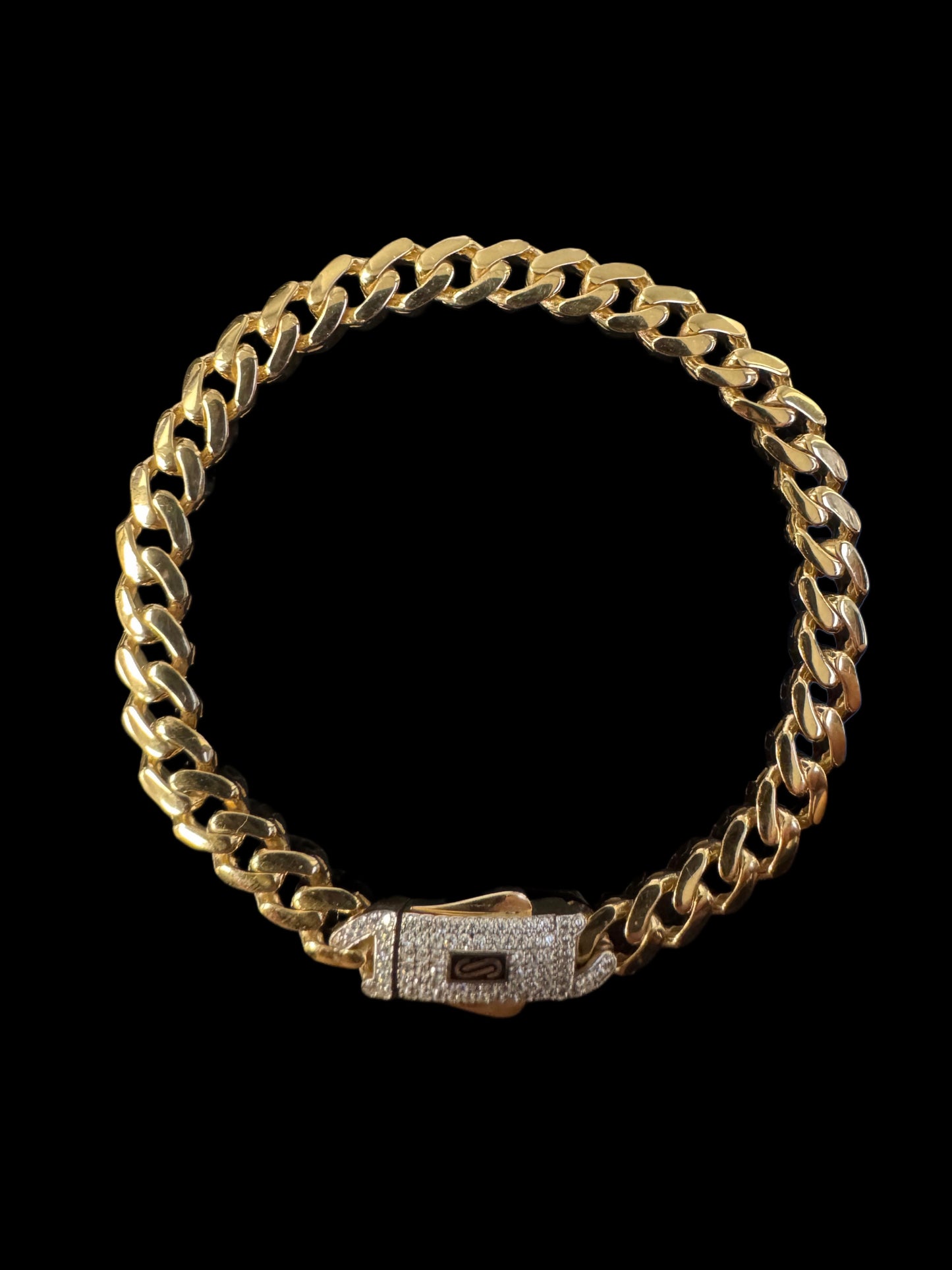 BRACELET MONACO CON BROCHE CZ 5.8GR 6MM 14K 7"