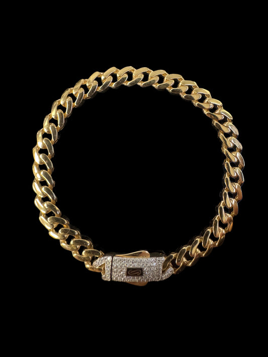 BRACELET MONACO CON BROCHE CZ 5.8GR 6MM 14K 7"