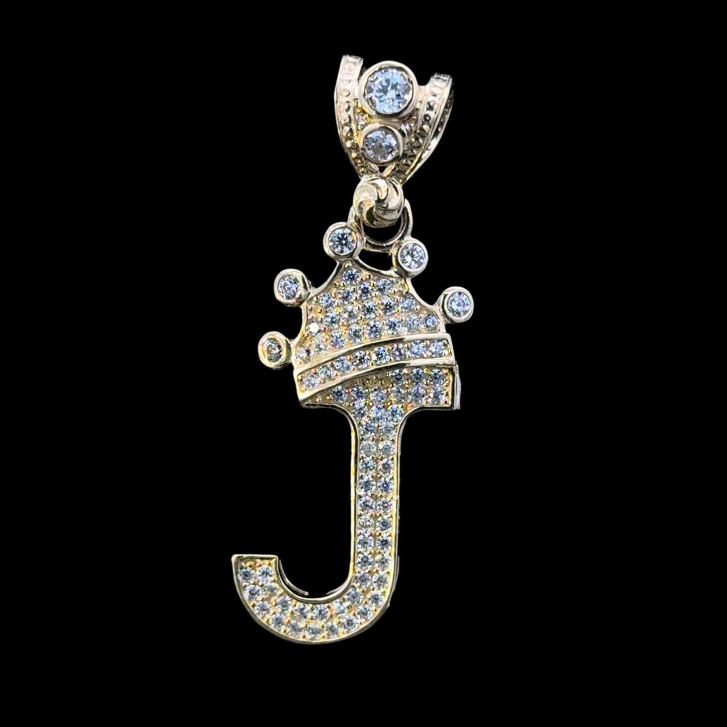 PENDANT LETRA J CON CORONA CZ 3.7GR 14K