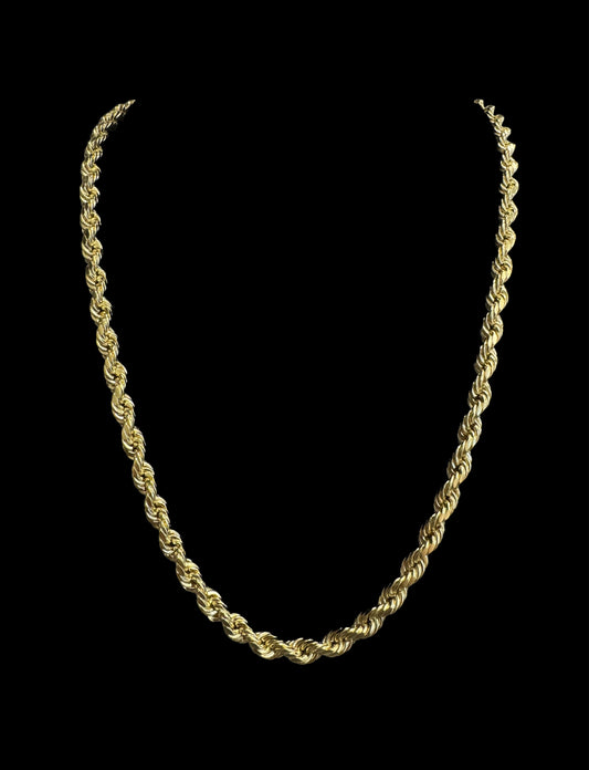 14K GOLD ROPE HOLLOW YELLOW CHAIN (13.7GR 5.3MM 24")