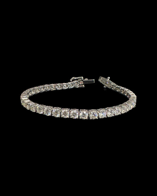 925 SILVER MOISSANITE TENNIS BRACELET (12.2GR 9.02CTW VVS 4MM 7")