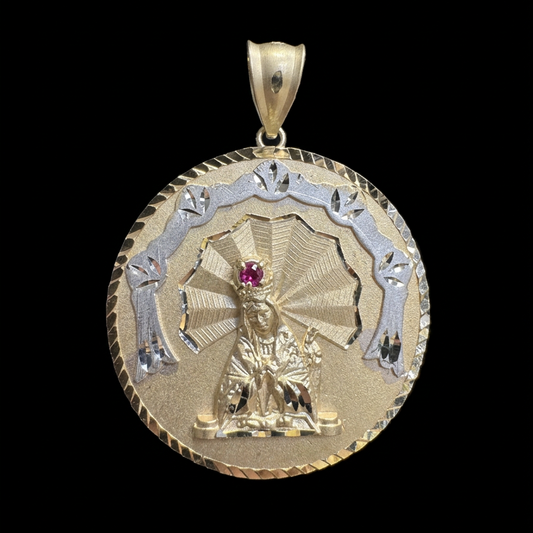 14K YELLOW GOLD MEDAL VIRGIN TRINITY PENDANT (6.9GR)