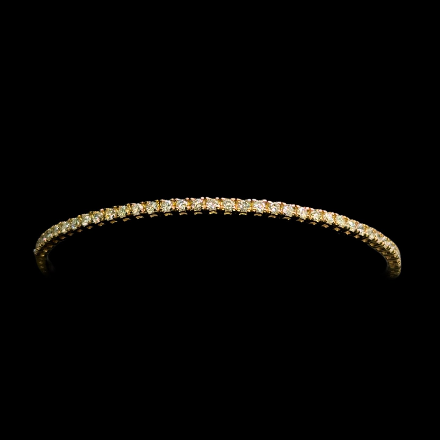 Yellow Gold Bangle 7.2GR 2.4MM 1.11CT 14K 7"