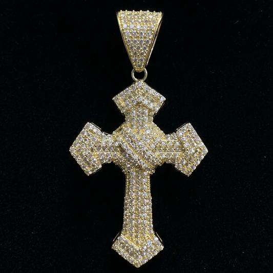14K GOLD CROSS PENDANT CZ (8.3GR)