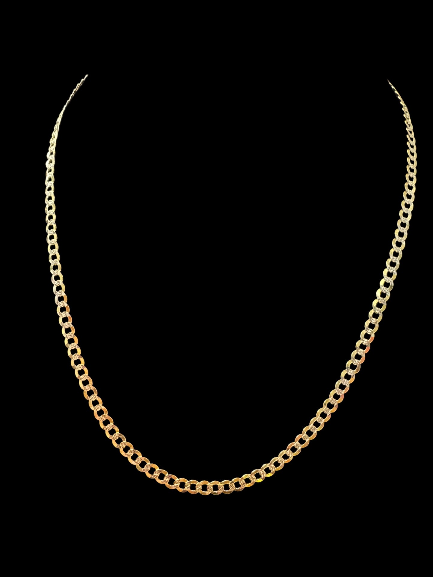 CADENA CUBANA SOLIDA DOBLE TONO 8.3GR 4MM 14K 18"