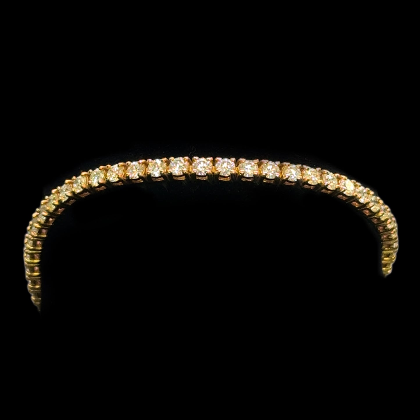 Yellow Gold Tennis Bracelet 4.5CT 9.8GR 3MM 14K 7.5"