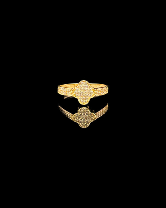 14K GOLD FLOWER RING CZ (1.8GR 8")