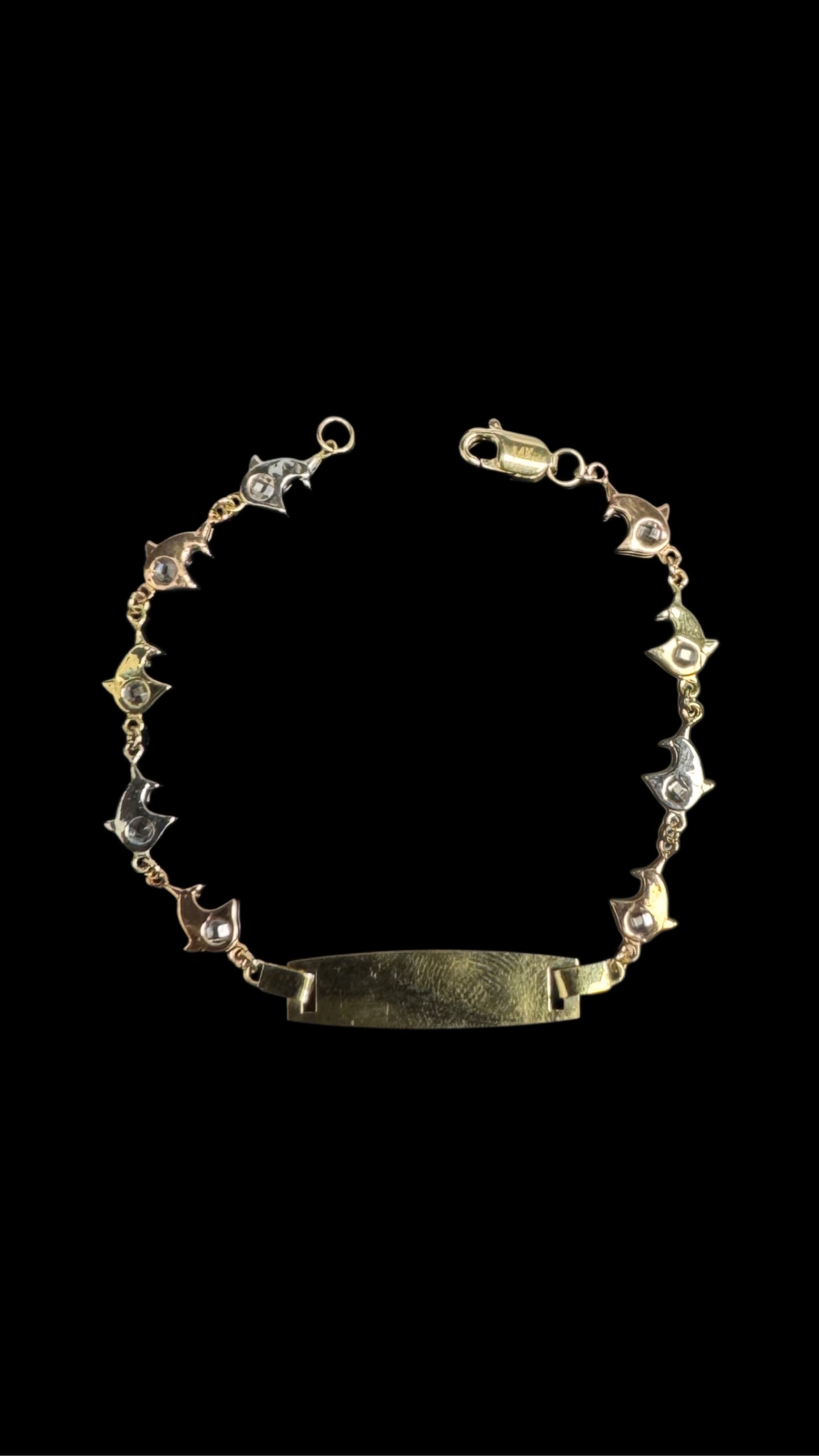 14K GOLD BABY ID BRACELET DOLPHIN (2.5GR 6")
