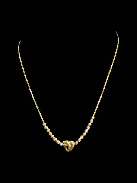 14K GOLD NECKLACE 3 TONES - HEART (4GR 18")