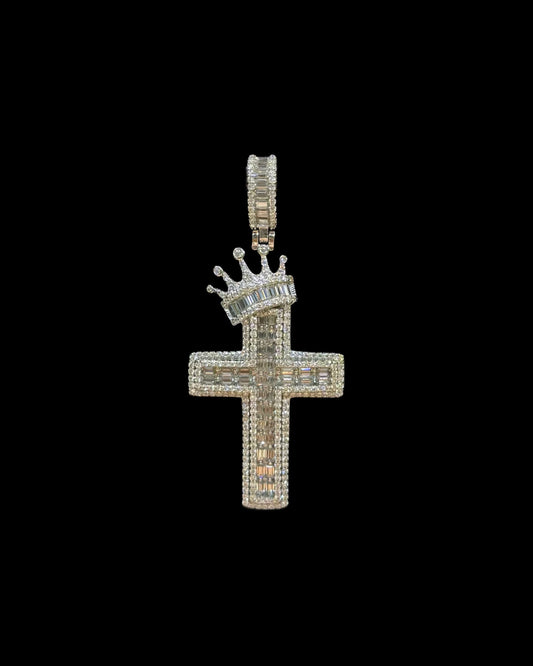 925 SILVER MOISSANITE CROSS PENDANT (11.1GR 3.37CTW VVS)