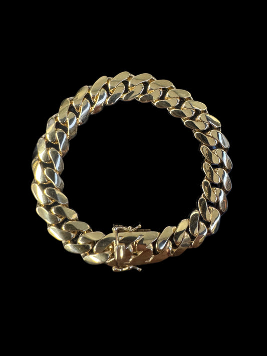 BRACELET CUBANO SEMISOLIDO 16.6GR 11MM 14K 7.5"