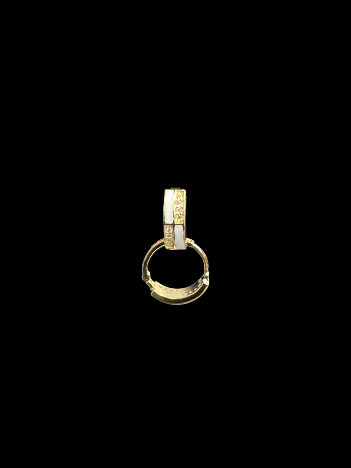 14K GOLD HUGGIES ENNAMEL EARRINGS (1.4GR)