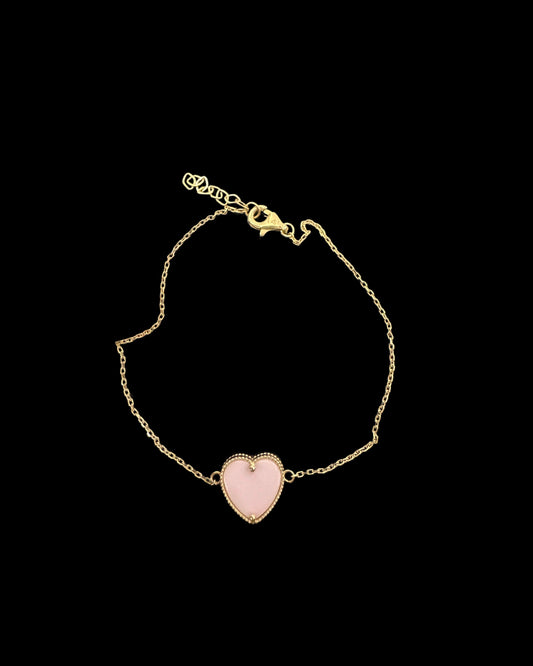 14K PINK HEART BRACELET  (2.2GR  8")