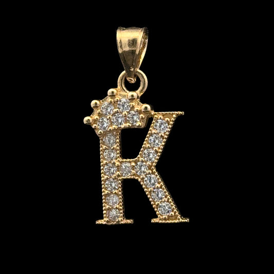 PENDANT LETRA K CORONA CZ 2GR 14K