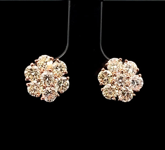 ARETES FLOR 3D ROSADO BIG 2.6GR 2.93CT 14K 1CM