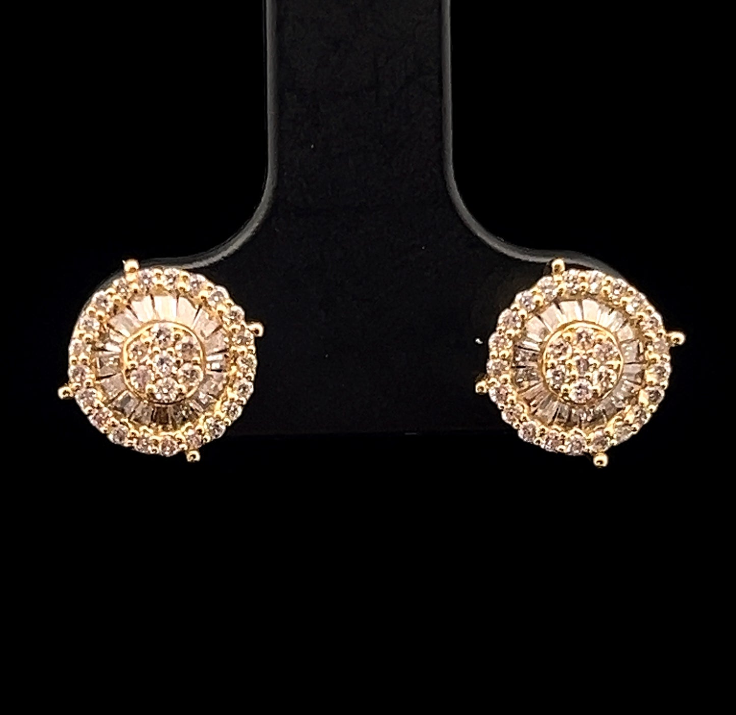 ARETES CIRCULO PUAS BAGUETTES AMARILLO 1CT 14K