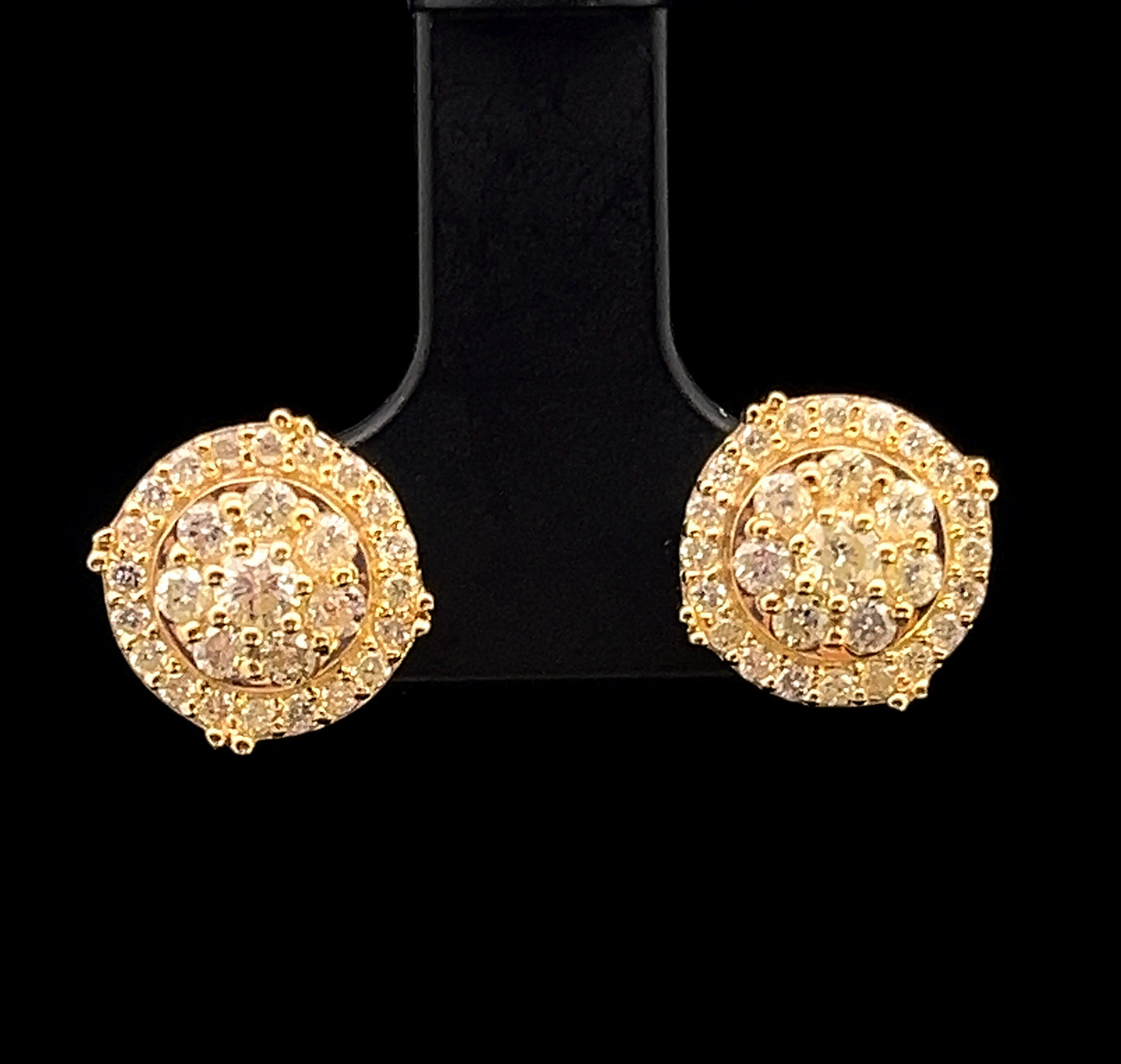 ARETES GIRASOL AMARILLO DIAMANTES 2.2GR 0.79CT 14K