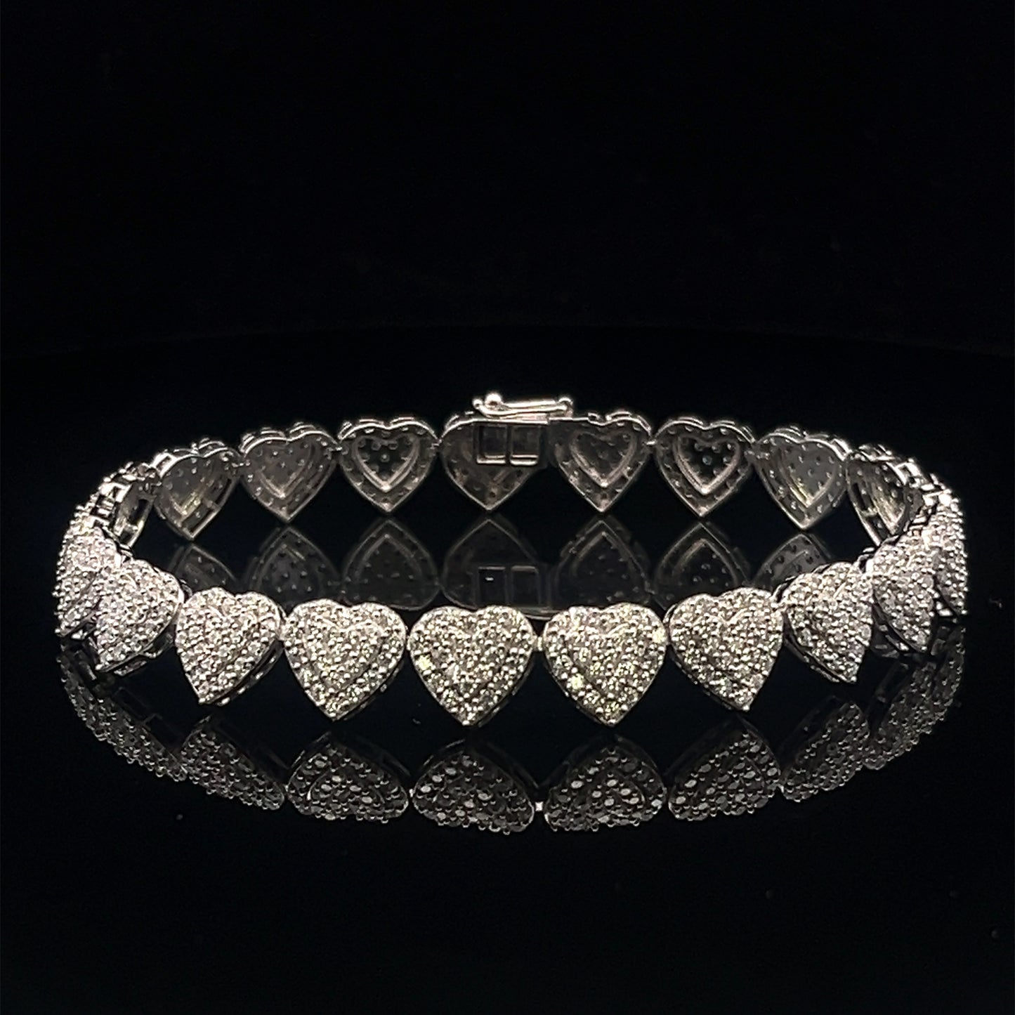 BRAZALETE CORAZONES COMPLETO CZ 10.2GR 7"