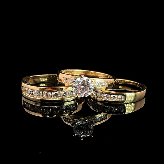 Yellow Gold Trio Engagement Ring (CZ) 8.4GR 14K 8W 10M"