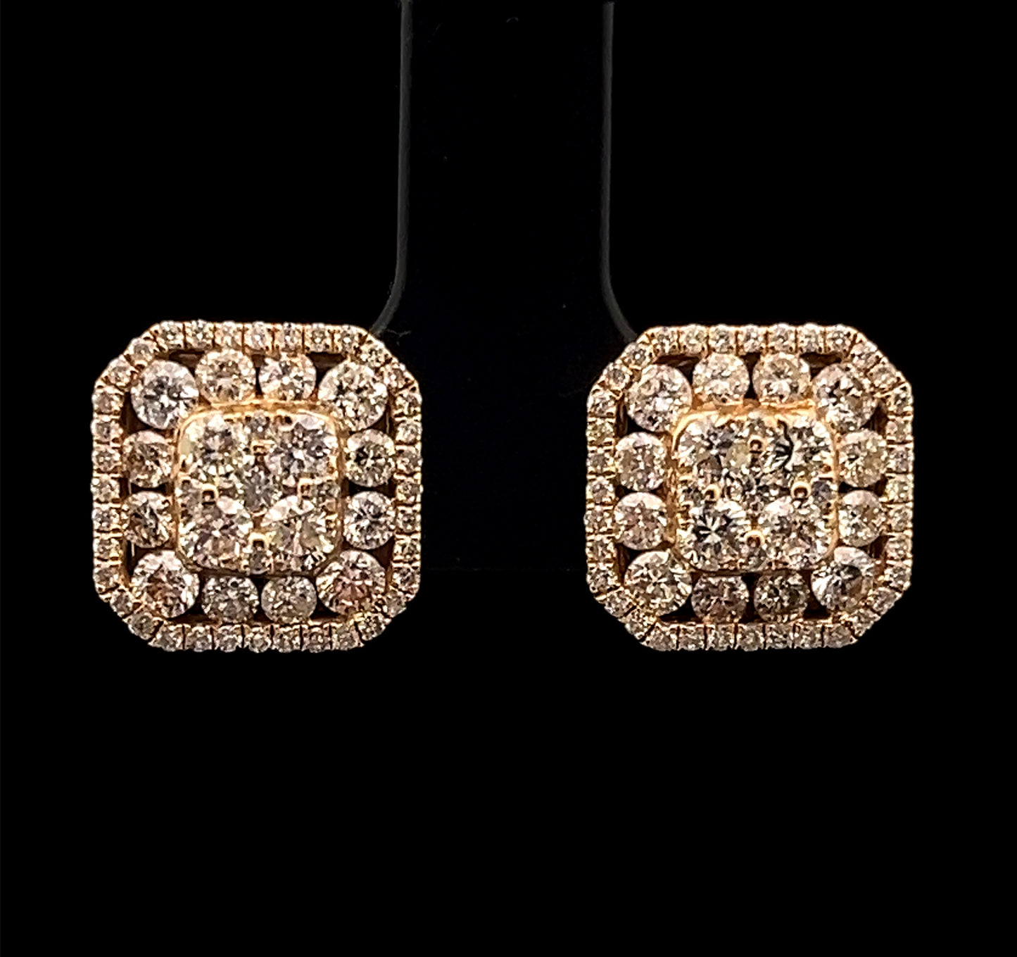 ARETES DIAMANTES CUADRADO YELLOW 3.08CT 4.5GR 14K