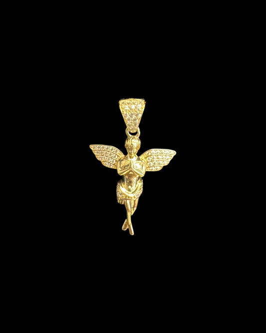 14K GOLD ANGEL PENDANT CZ (2.6GR)