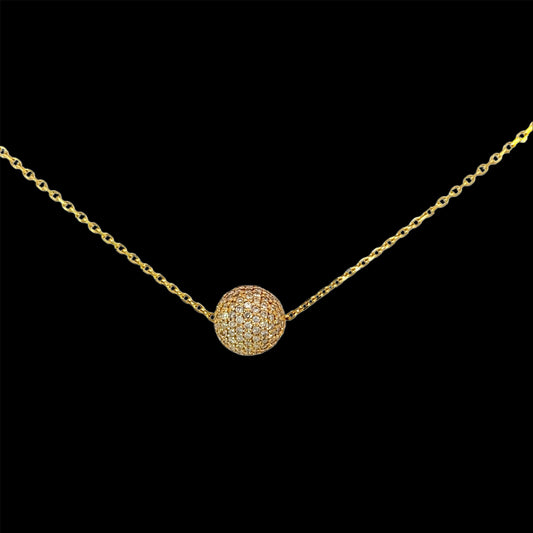 Yellow Gold Ball Necklace 1CT 3.2GR 14K 16"