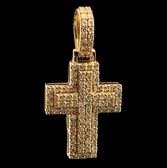 Yellow Gold Cross Pendant 0.39CT 1.2GR 14K