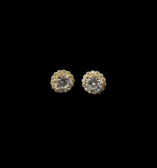 ARETES FLOR CZ 14K