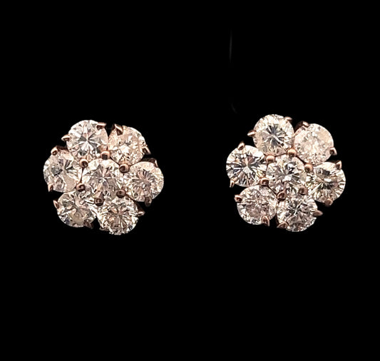 ARETES FLOR 3D ROSADO BIG 2.6GR 3.3CT 14K 1CM