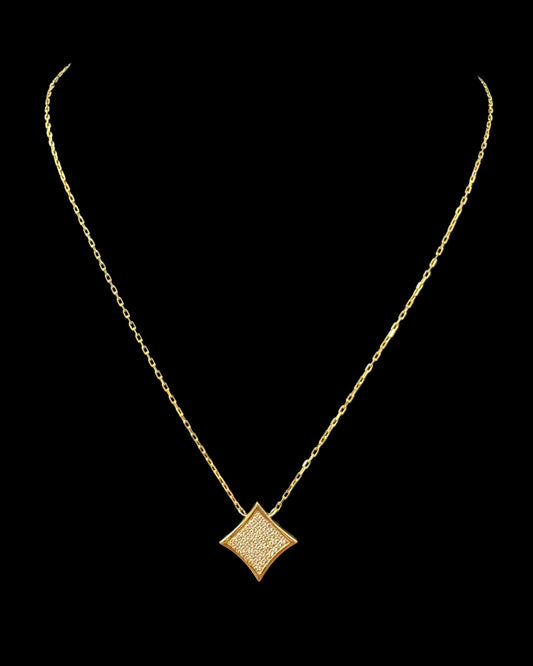 Rhombus Necklace 0.20CT 3.4GR 14K 18"