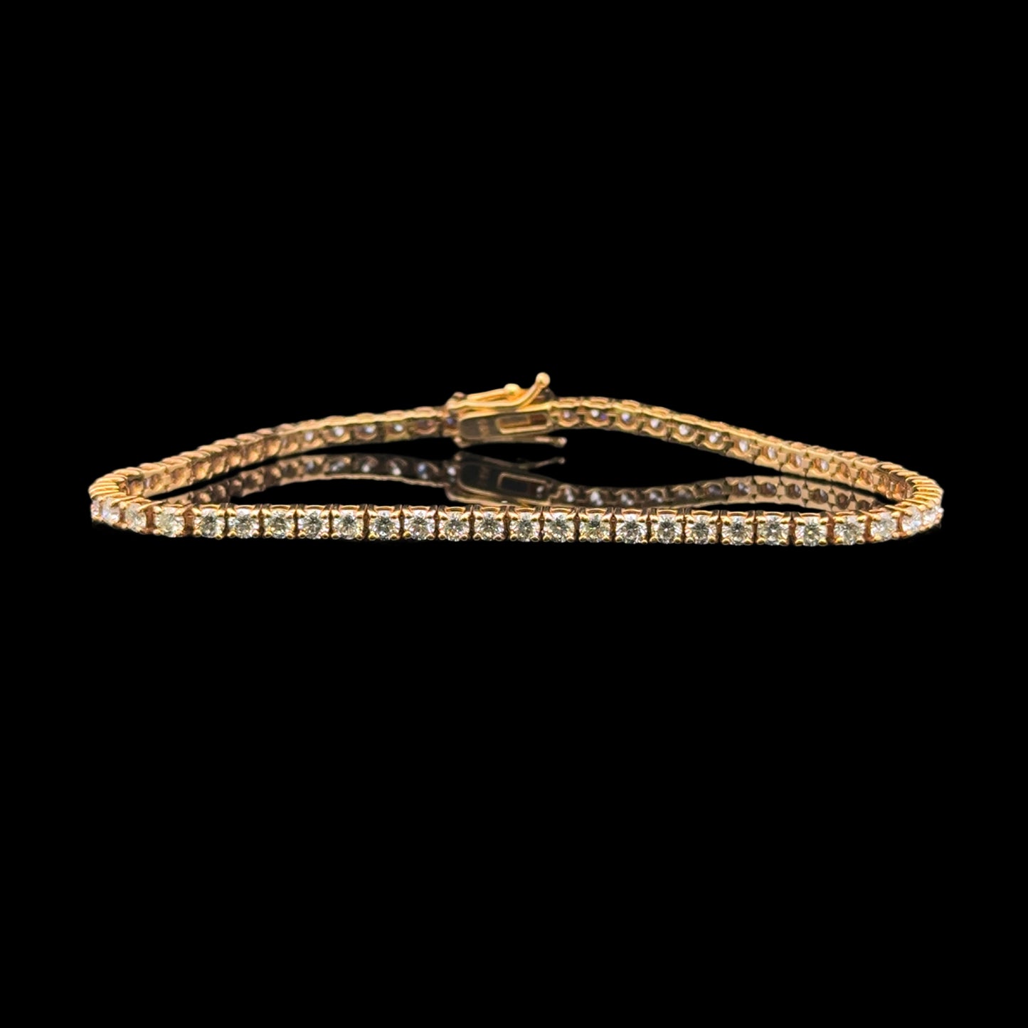 Yellow Gold Tennis Bracelet 4.5CT 9.8GR 3MM 14K 7.5"