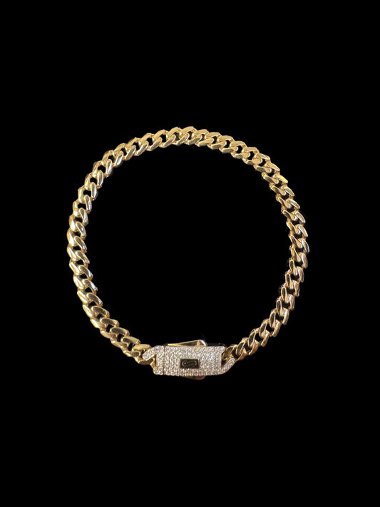 BRACELET MONACO CON BROCHE CZ 5.5GR 5MM 14K 7"