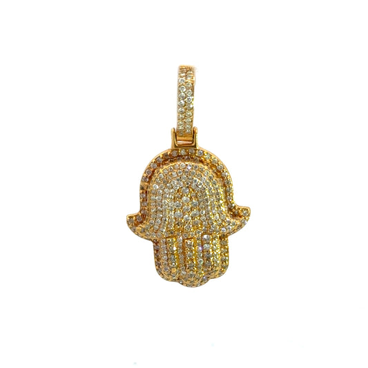 Yellow Gold Hamsa Pendant 2.14CT 11.3GR 14K