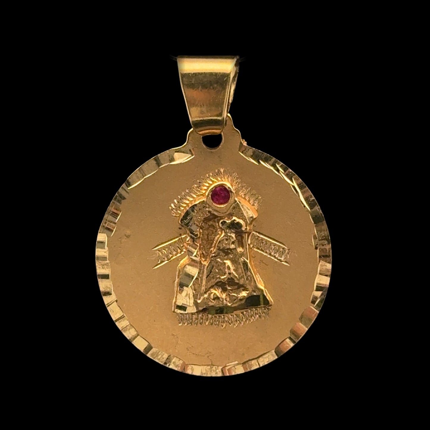 PENDANT MEDALLA VIRGEN TRINIDAD CZ 3.3GR 14K