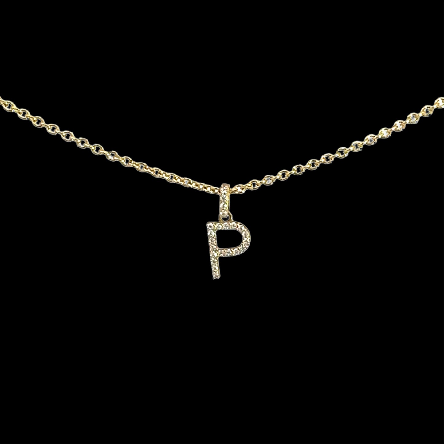 Letter P Necklace 3.3GR 14K 18"