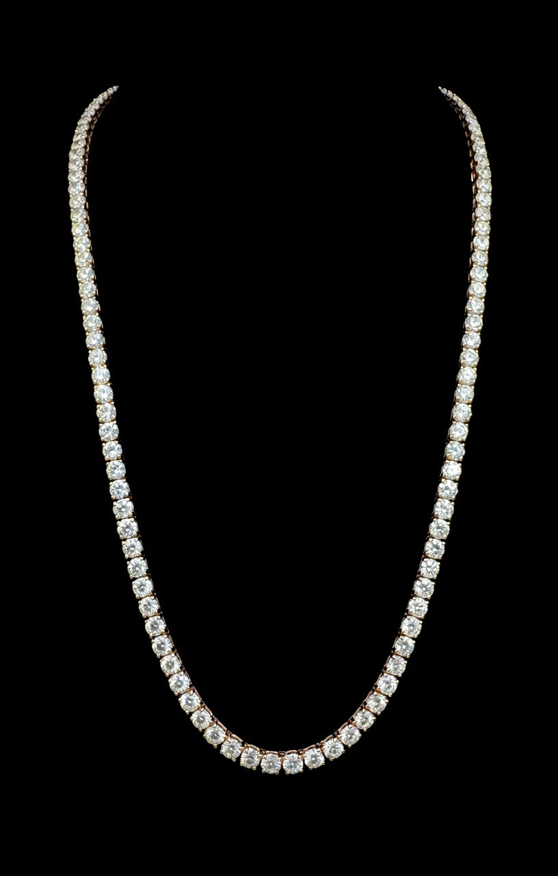 14K ROSE GOLD TENNIS CHAIN (35.1GR 4MM 43.23CT 22")