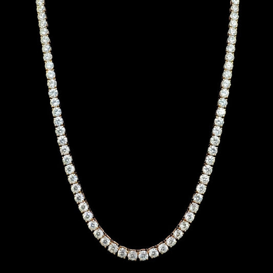 14K ROSE GOLD TENNIS CHAIN (35.1GR 4MM 43.23CT 22")