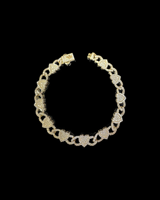 BRACELET ITTALO CORAZON FULL CZ 10.5GR 14K 7"