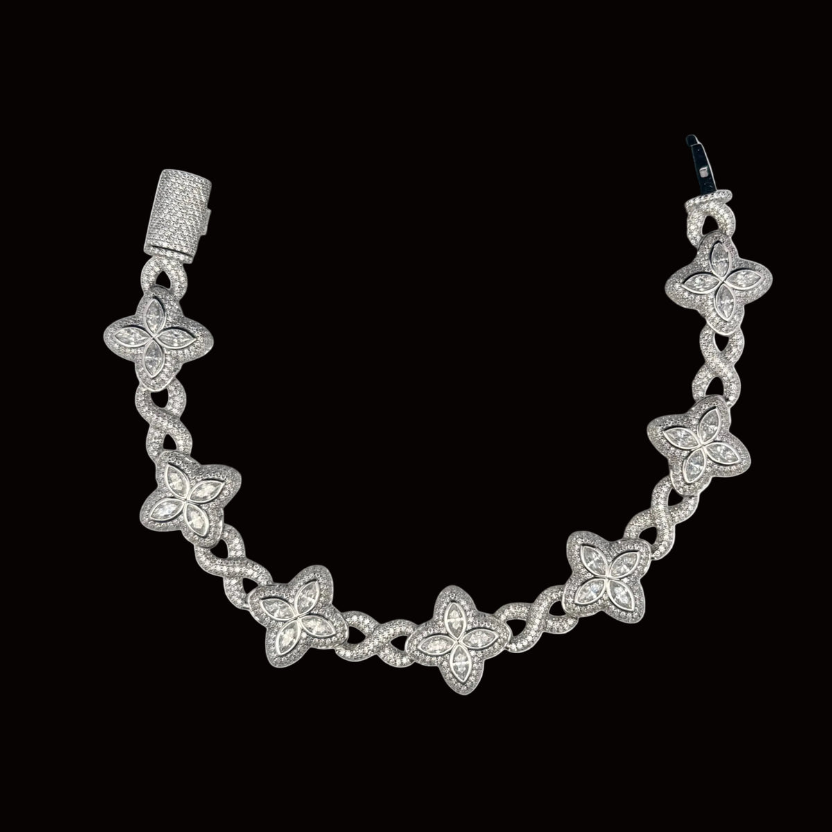 925 SILVER MOISSANITE LV BRACELET (37.7GR 17.05CTW VVS 8.5")