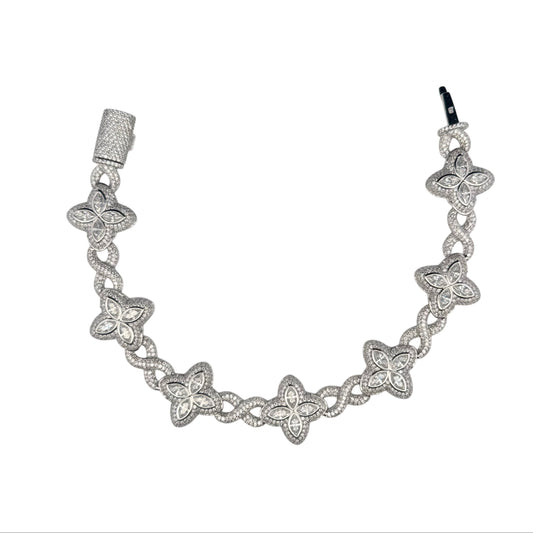 925 SILVER MOISSANITE LV BRACELET (37.7GR 17.05CTW VVS 8.5")