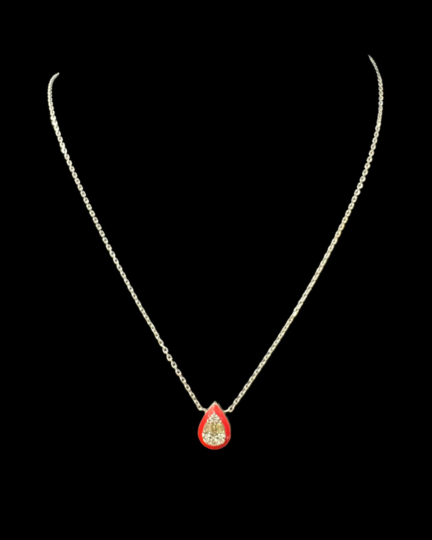 COLLAR GOTA DE AGUA EMANEL BAGUETTE 0.41CT 3GR 14K 18"