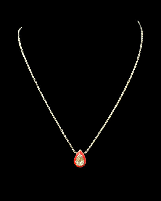 COLLAR GOTA DE AGUA EMANEL BAGUETTE 0.41CT 3GR 14K 18"