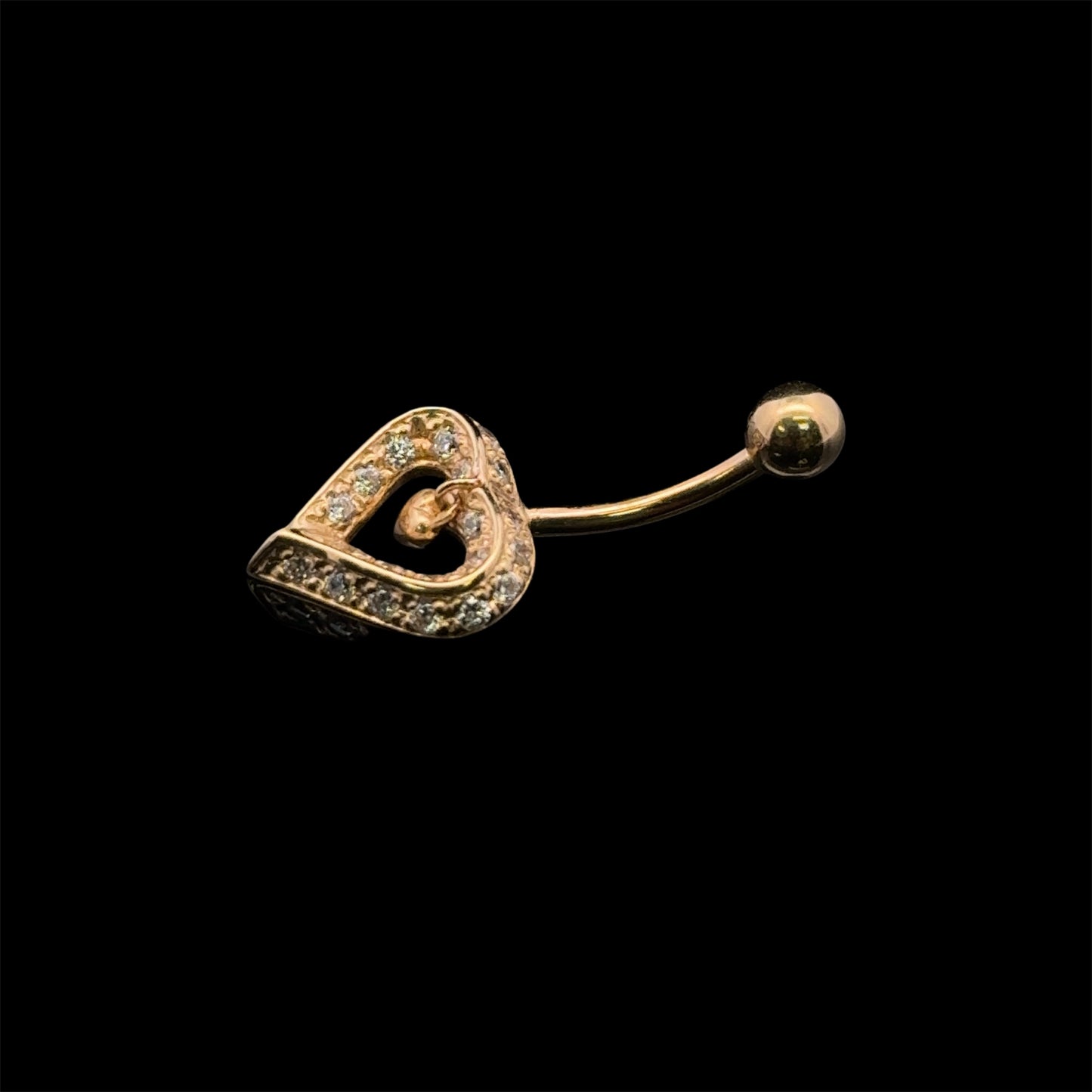 PIERCING OMBLIGO CORAZON CZ 14K