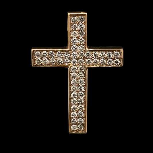 Yellow Gold Box Cross Pendant  1.08CT 5.9GR 14K