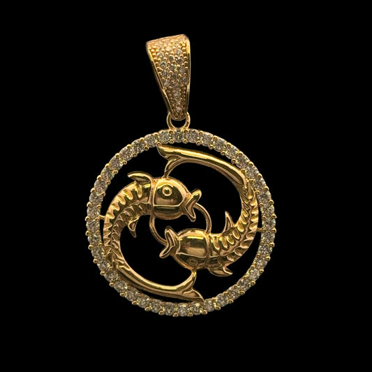 PENDANT SIGNO ZODIACO PISCIS CZ 5GR 14K