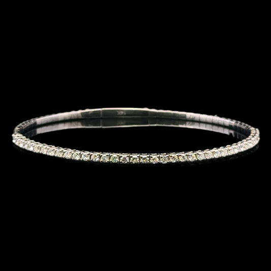 Brazalete de oro blanco de 7,4 gr, 2,4 mm, 1,11 ct, 14 quilates, 7"