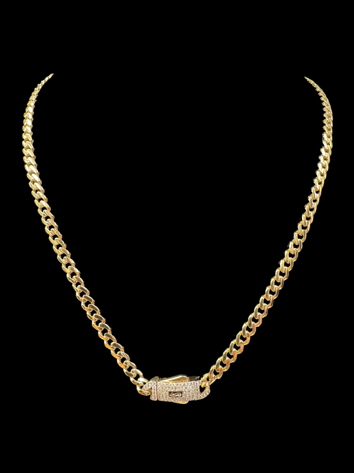 CADENA MONACO HOLLOW CON BROCHE CZ 9.9GR 5MM 14K 16"