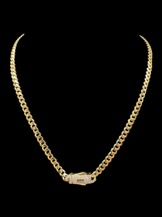 CADENA MONACO HOLLOW CON BROCHE CZ 11.3GR 5MM 14K 18"