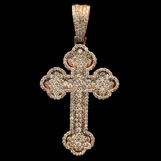 Rose Gold Maltese Cross Pendant 2.87CT 8.8GR 14K